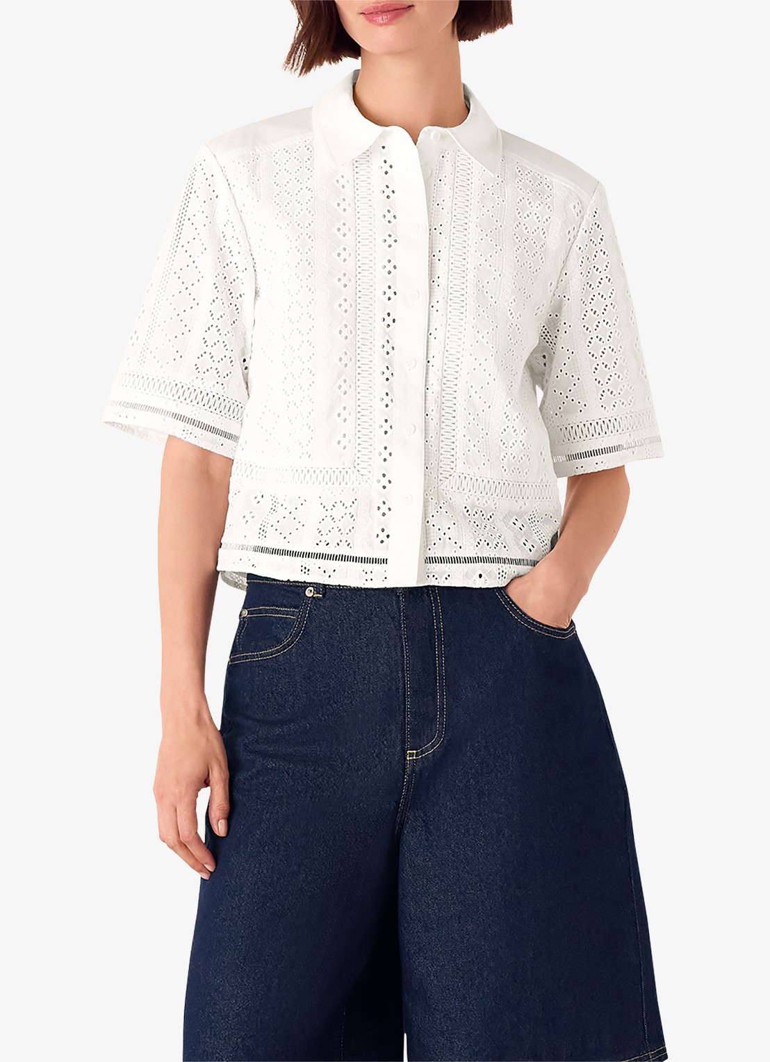 Whistles Blouse van broderie - detail 3 wit