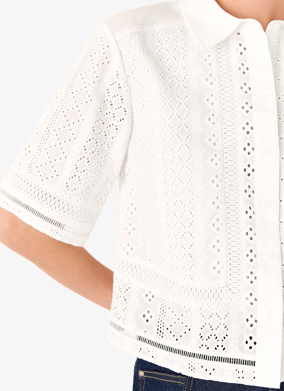 Whistles Blouse van broderie - detail 4 wit