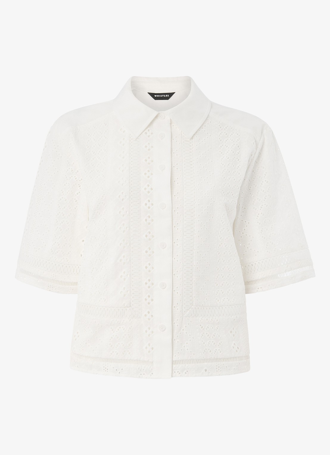 Whistles Blouse van broderie - voorkant 2 wit