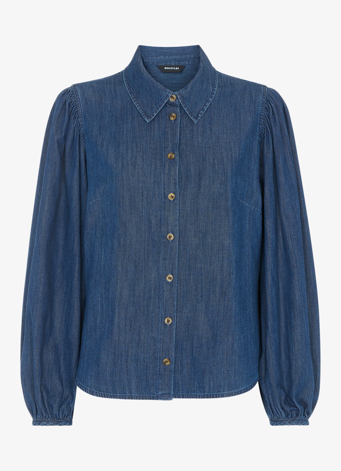 Whistles Blouse van chambray - voorkant 2 donkerblauw