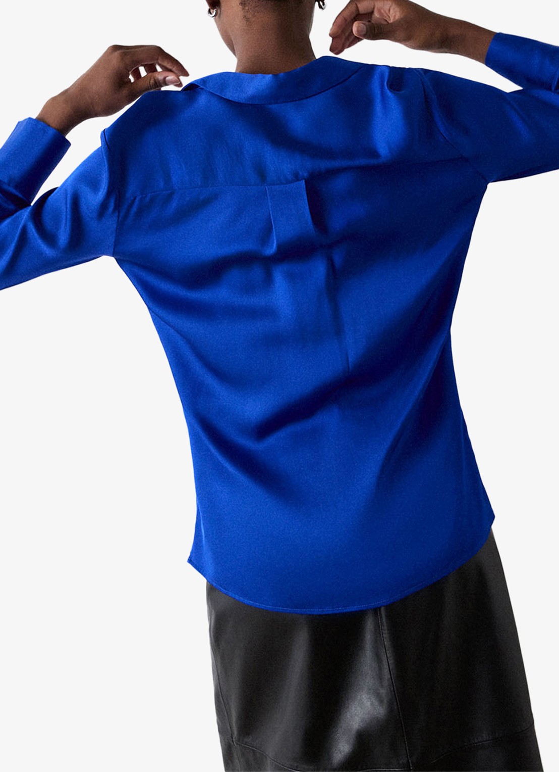 Whistles Blouse van satijn  - achterkant 5 kobaltblauw