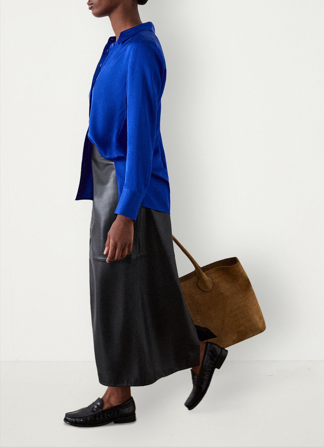 Whistles Blouse van satijn  - detail 2 kobaltblauw