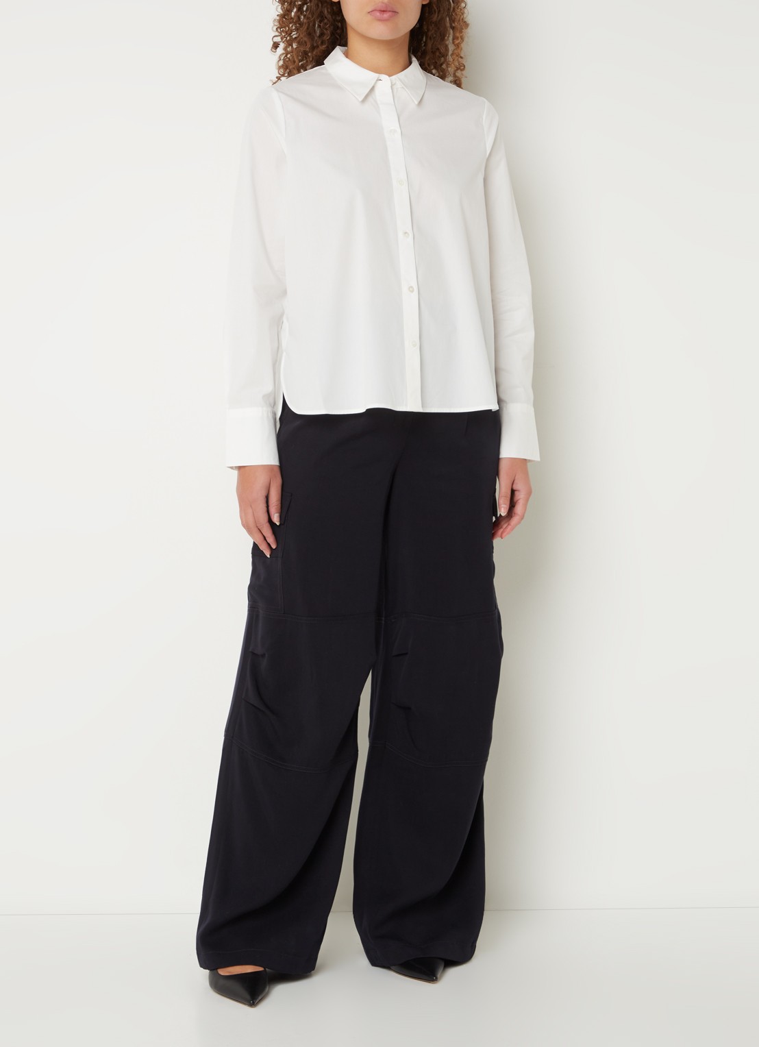 Whistles Boxy blouse met stretch - voorkant 3 wit