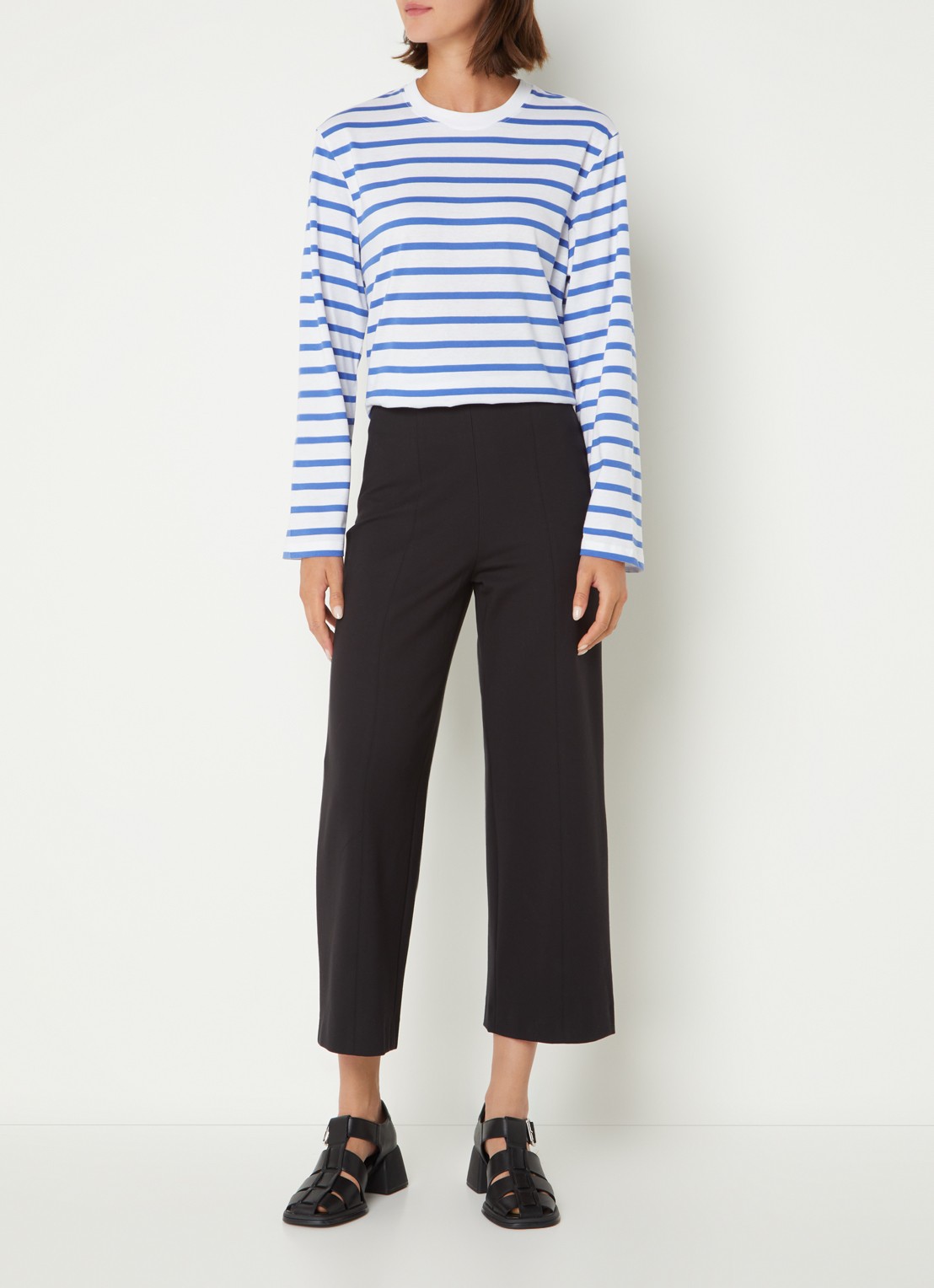 Whistles Camilla high waist cropped wide fit pantalon - voorkant 4 zwart
