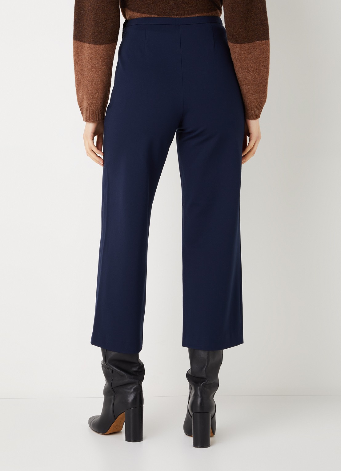 Whistles Camilla high waist wide fit cropped pantalon - achterkant 4 donkerblauw