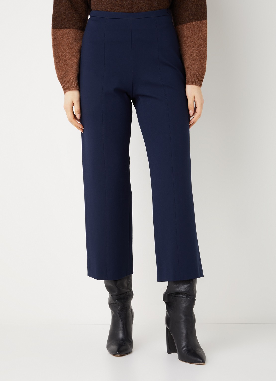 Whistles Camilla high waist wide fit cropped pantalon - detail 3 donkerblauw