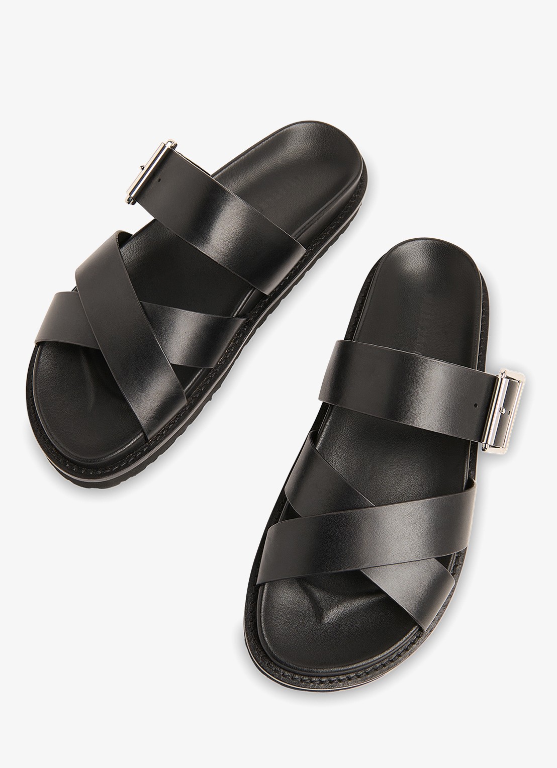 Whistles Celestine slipper van leer - detail 2 zwart