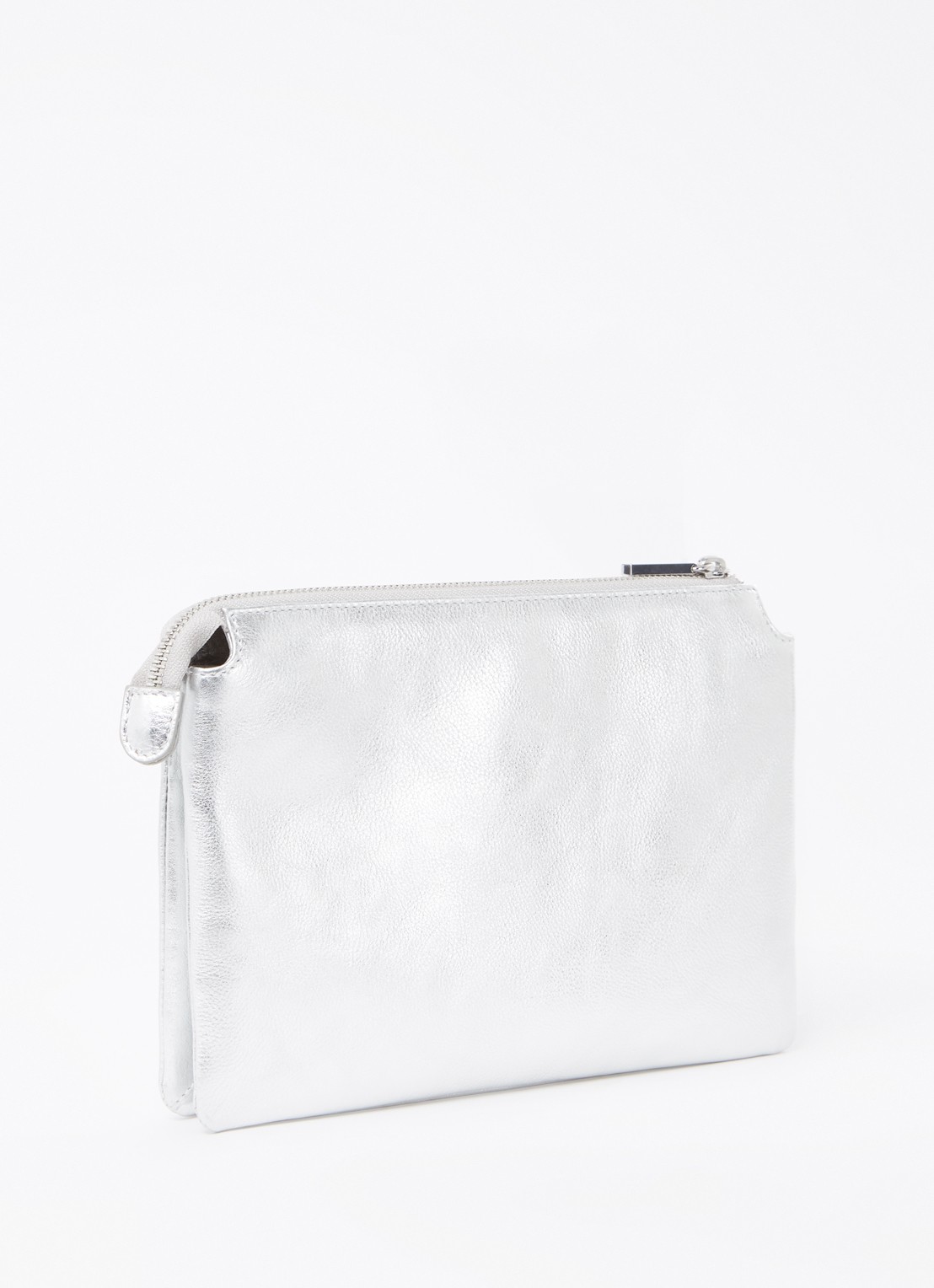 Whistles Clutch van leer met metallic finish  - achterkant zilver