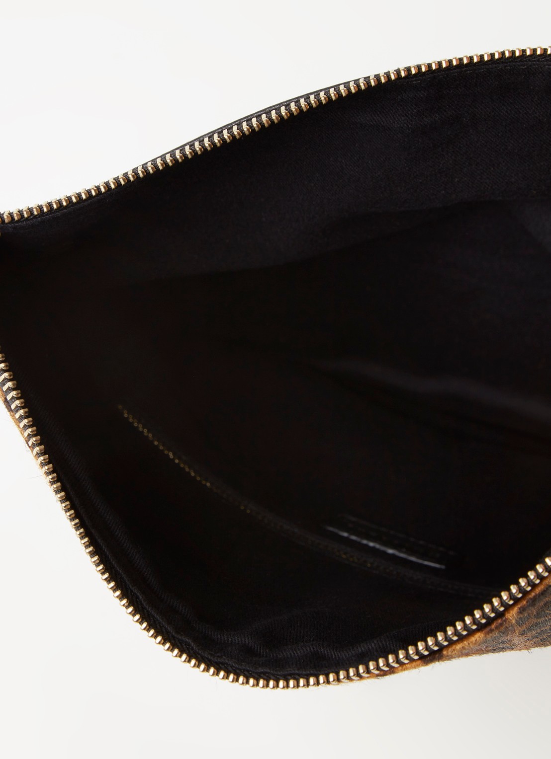 Whistles Clutch van leer met panterprint - detail 2 lichtbruin