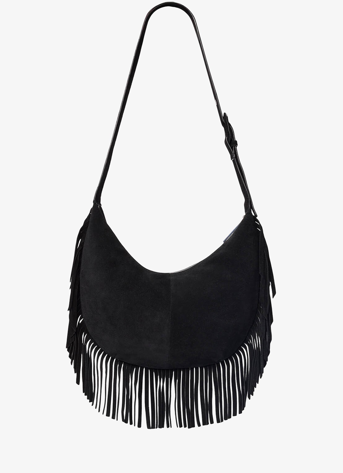 Whistles Crossbodytas met franjes - detail zwart