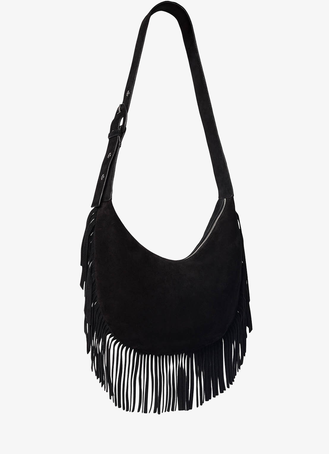 Whistles Crossbodytas met franjes - detail 4 zwart