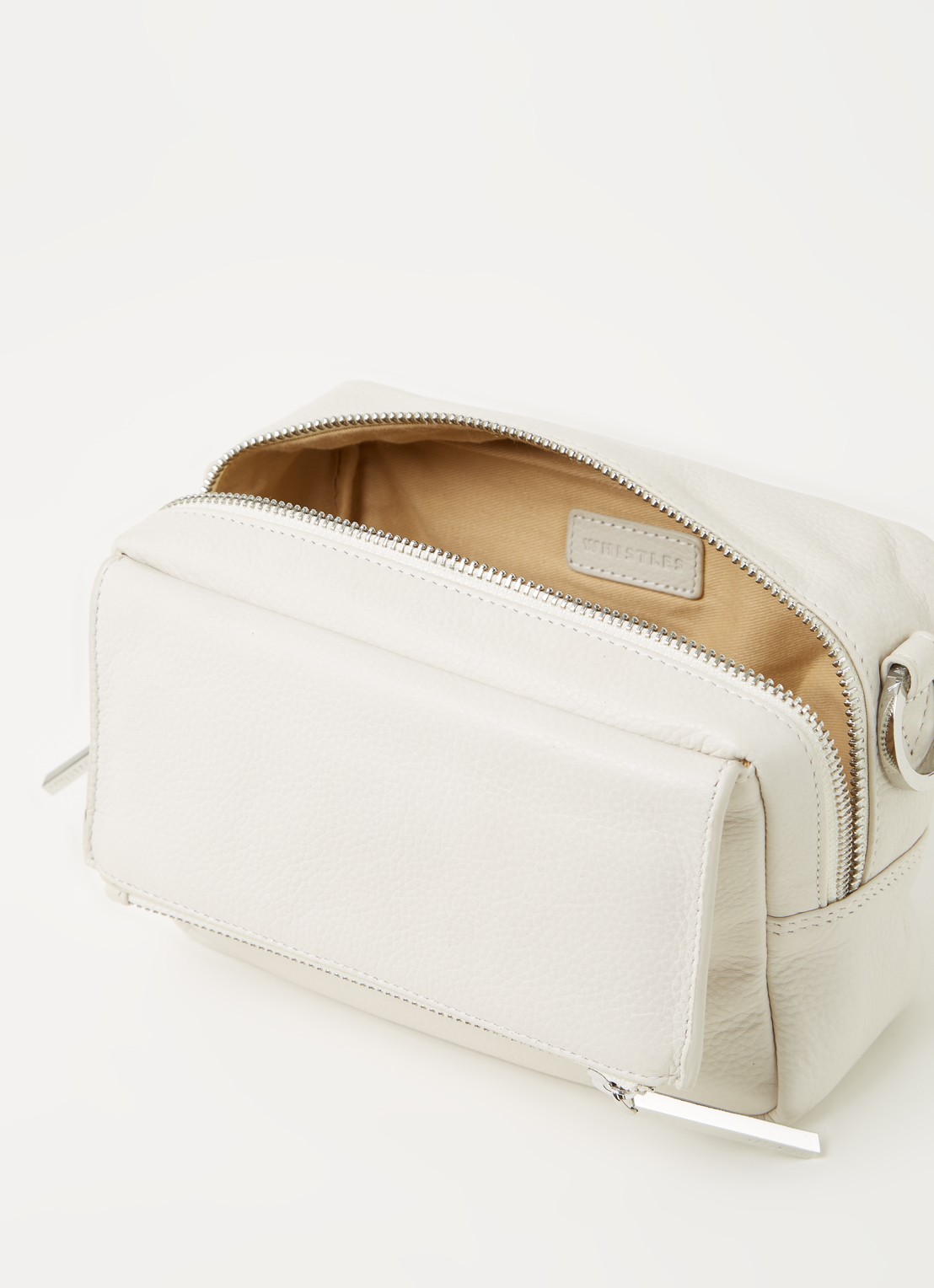 Whistles Crossbodytas van leer - detail 3 wit