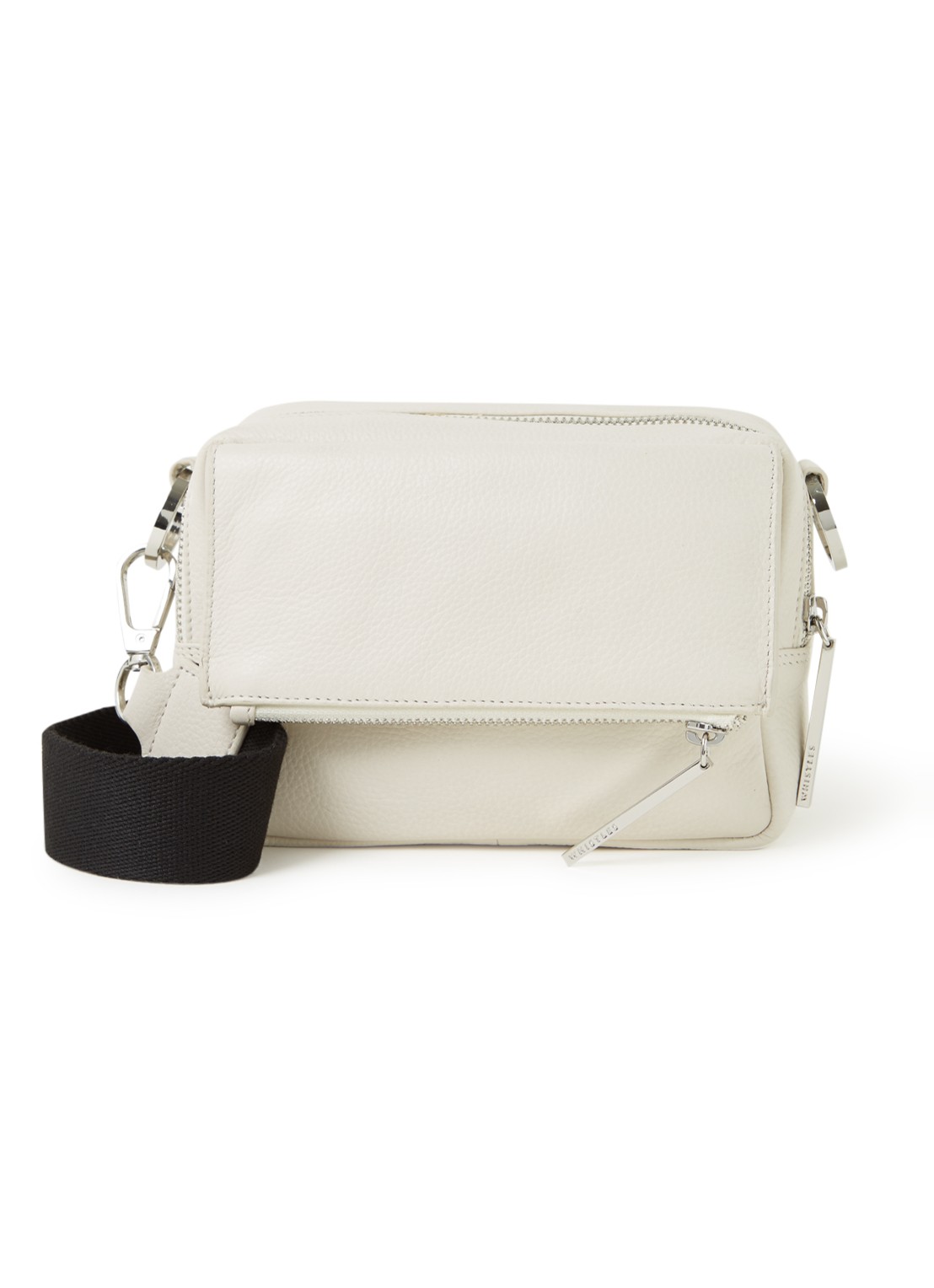 Whistles Crossbodytas van leer - voorkant wit