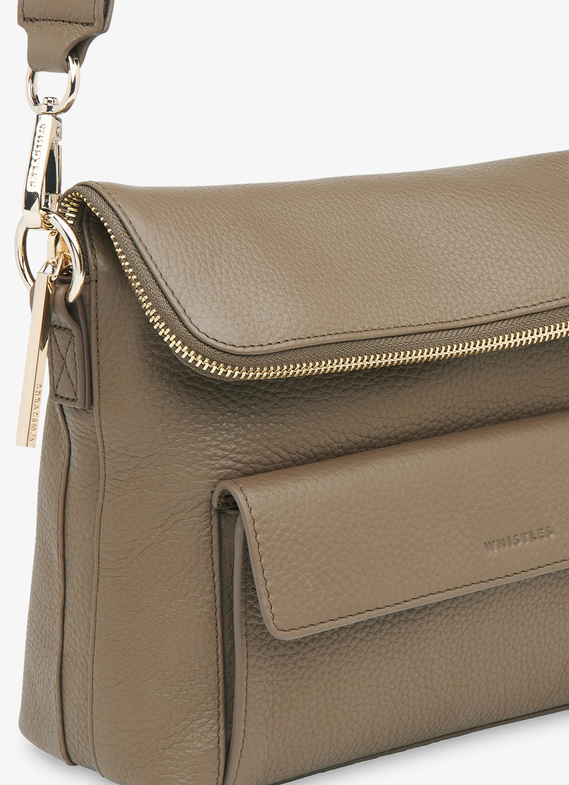 Whistles Crossbodytas van leer - detail 3 khaki