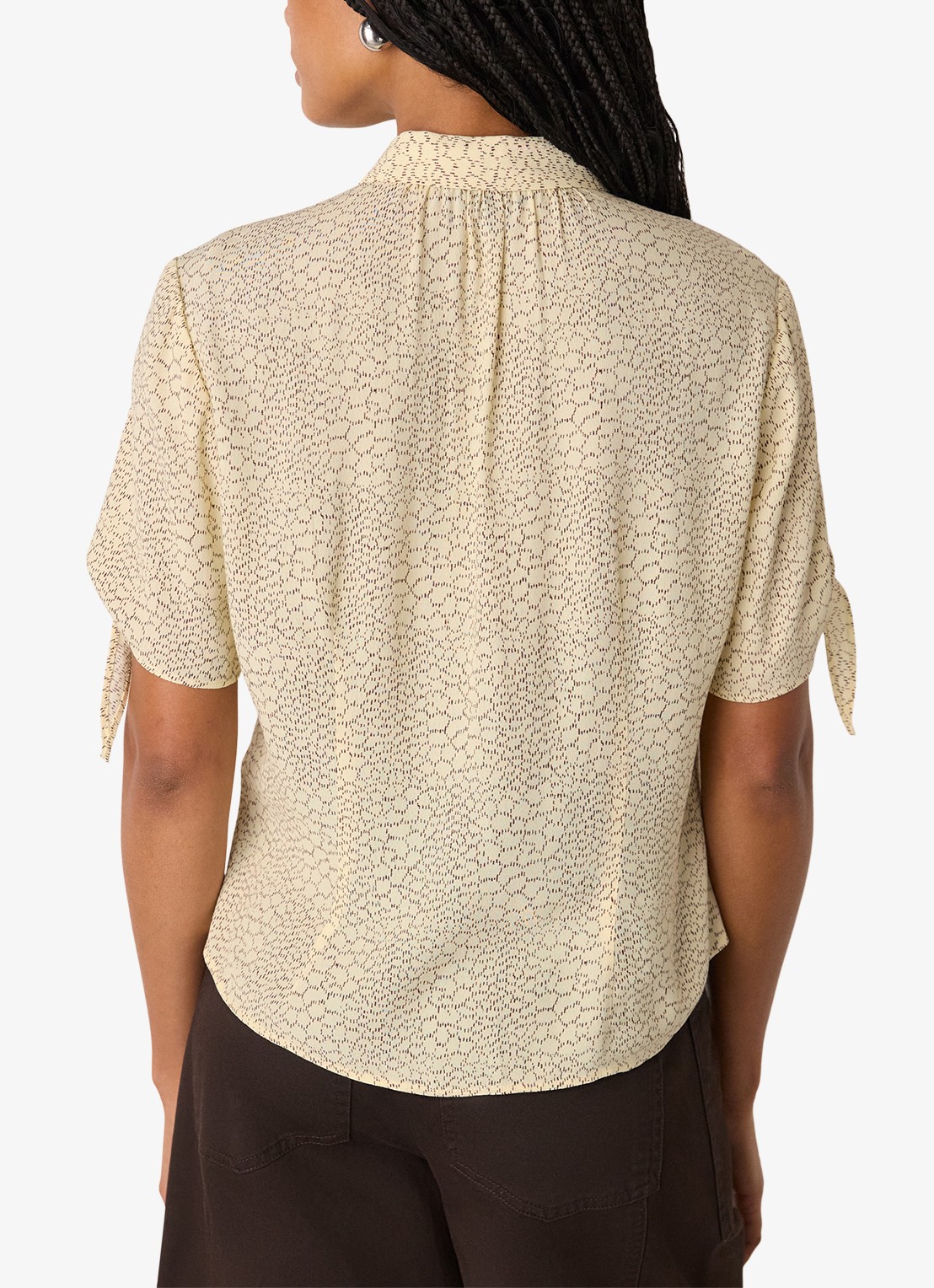 Whistles Dashed Marks blouse met print - achterkant beige