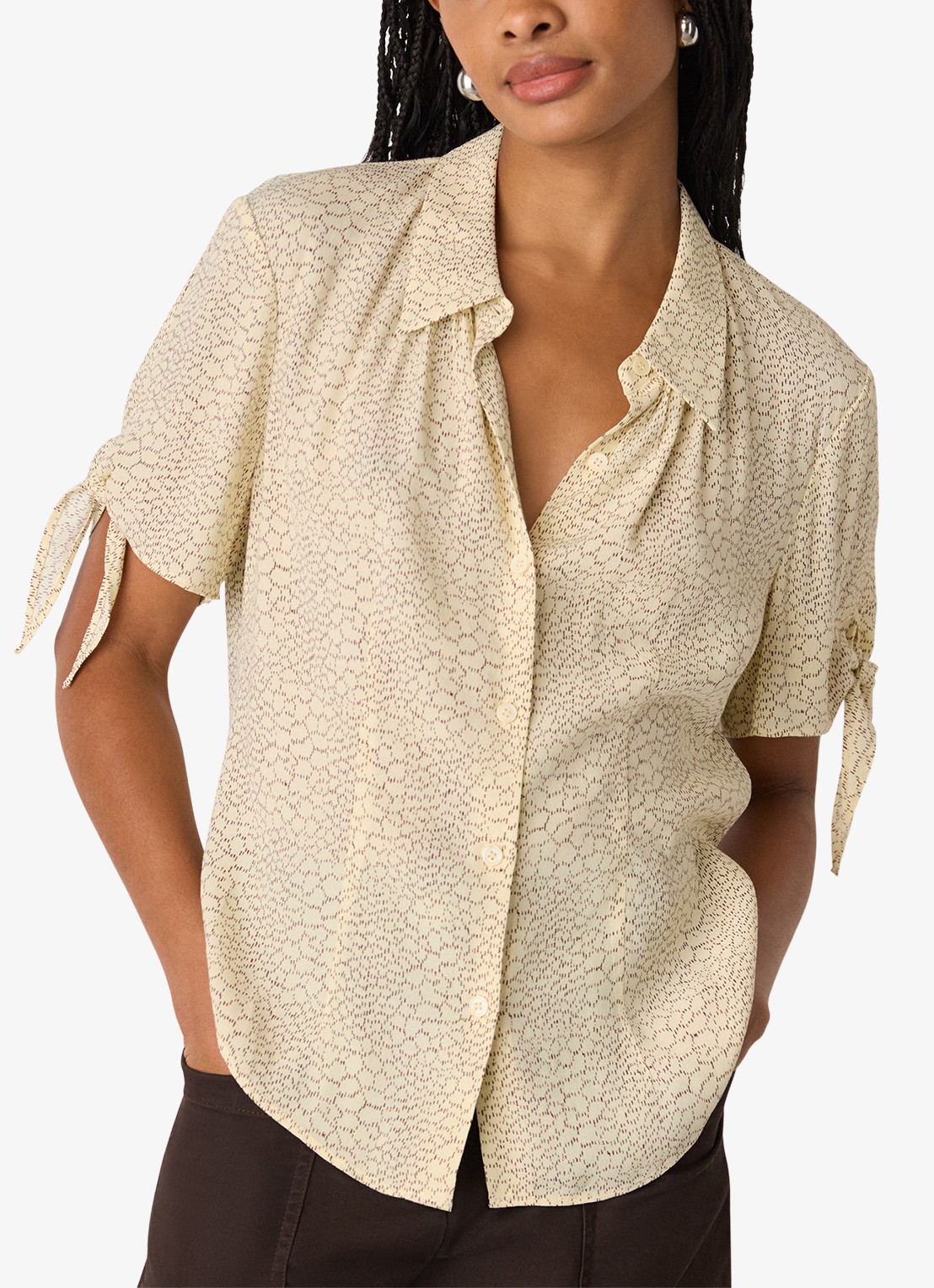 Whistles Dashed Marks blouse met print - detail 2 beige