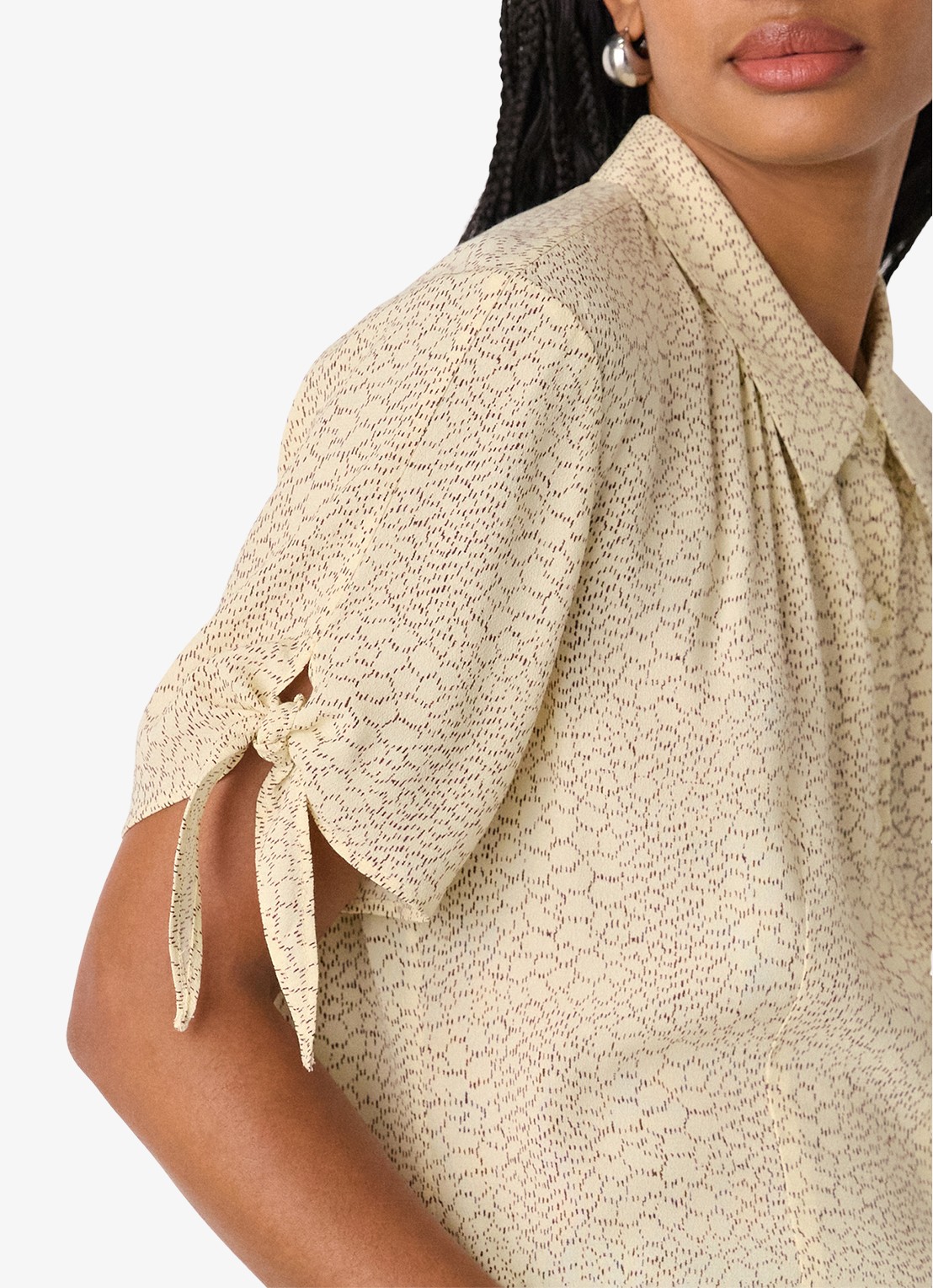 Whistles Dashed Marks blouse met print - detail 3 beige