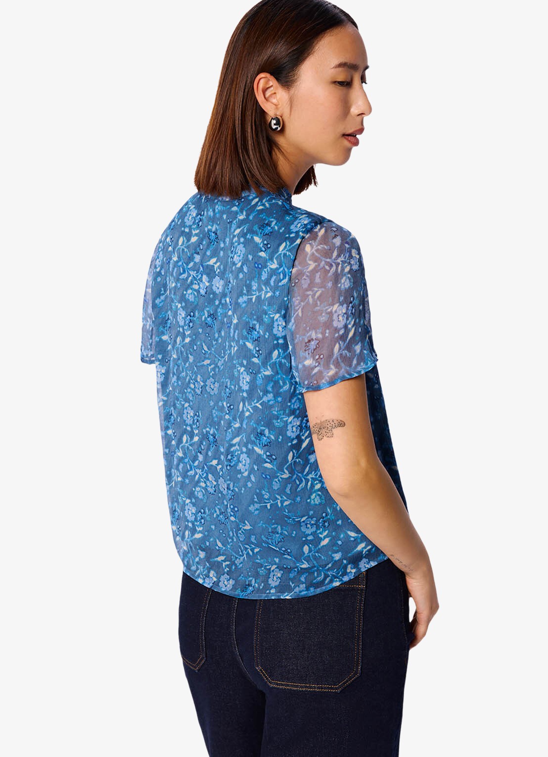 Whistles Ditsy Floral blouse met print  - achterkant 5 blauw