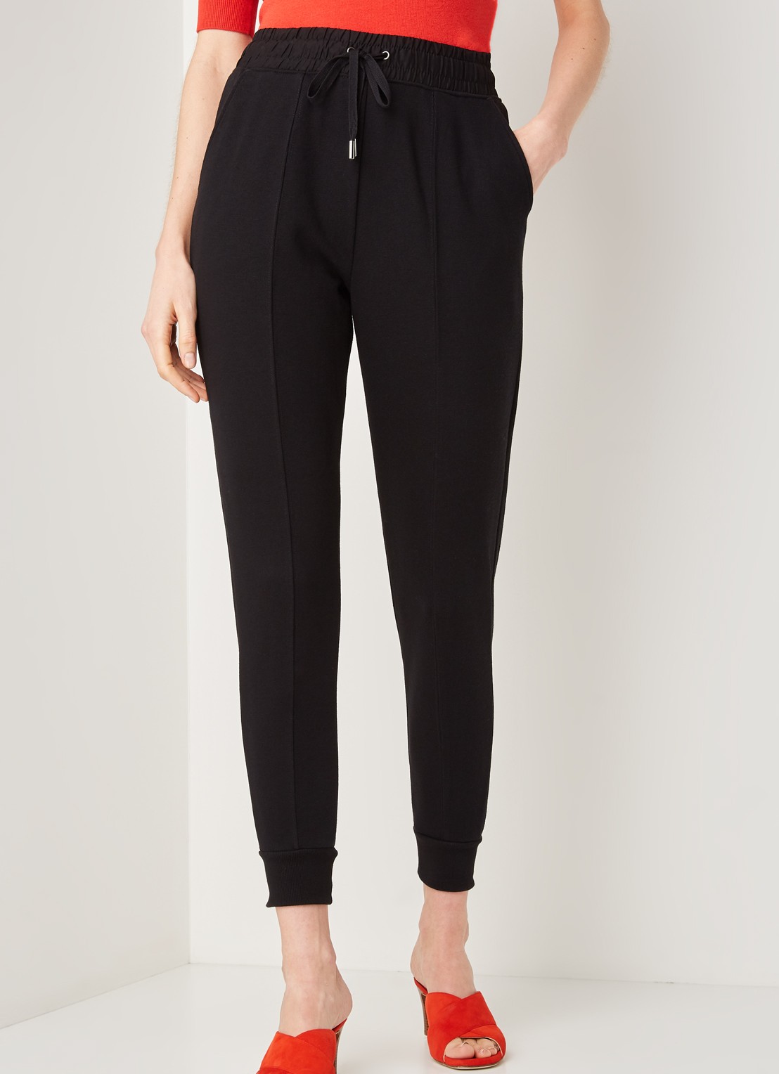 Whistles Easy Jersey skinny fit joggingbroek - detail zwart