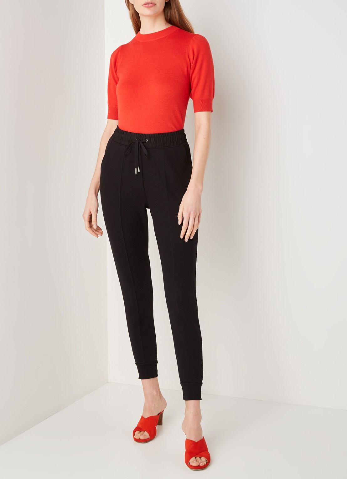 Whistles Easy Jersey skinny fit joggingbroek - voorkant 4 zwart