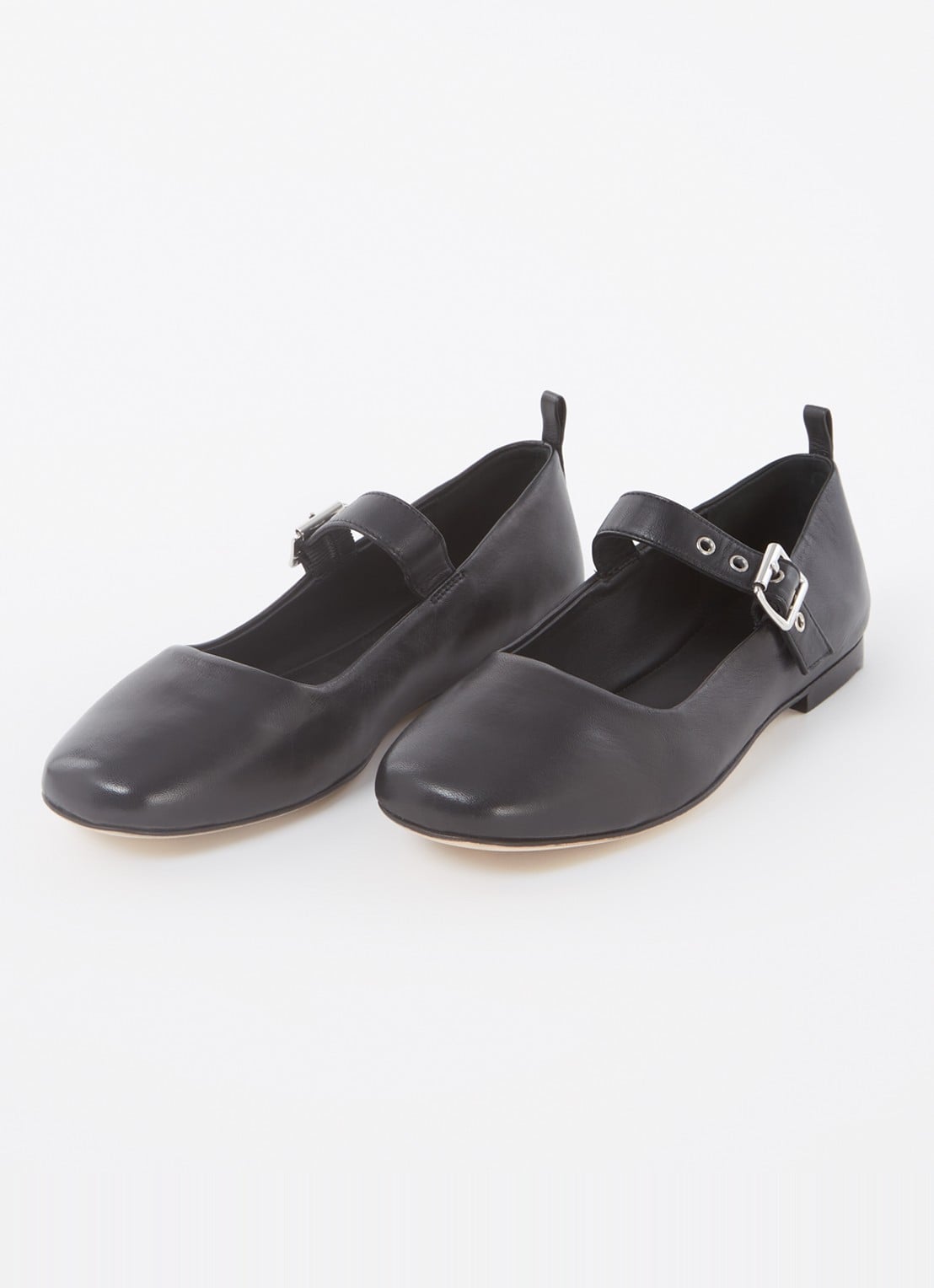 Whistles Elba ballerina van schapenleer - detail zwart
