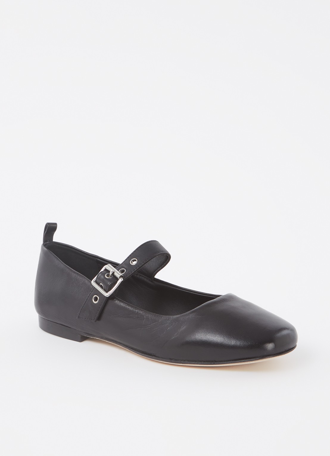 Whistles Elba ballerina van schapenleer - voorkant 4 zwart