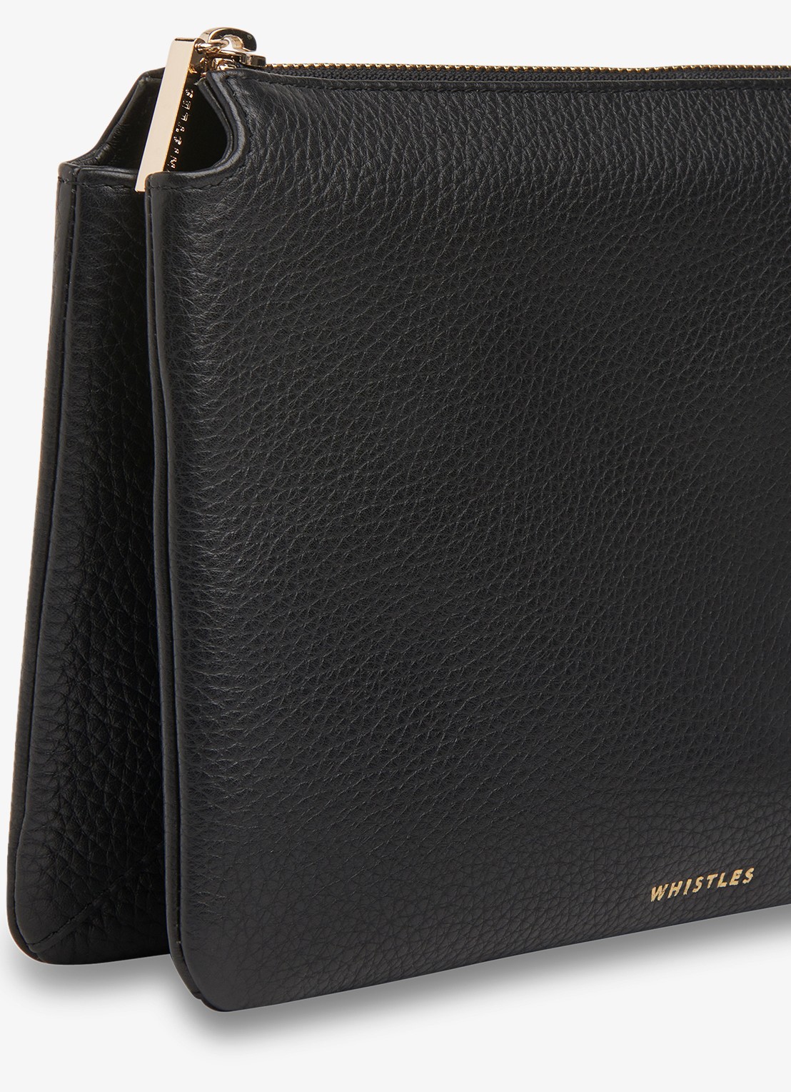 Whistles Elita clutch van leer met logo - detail 4 zwart