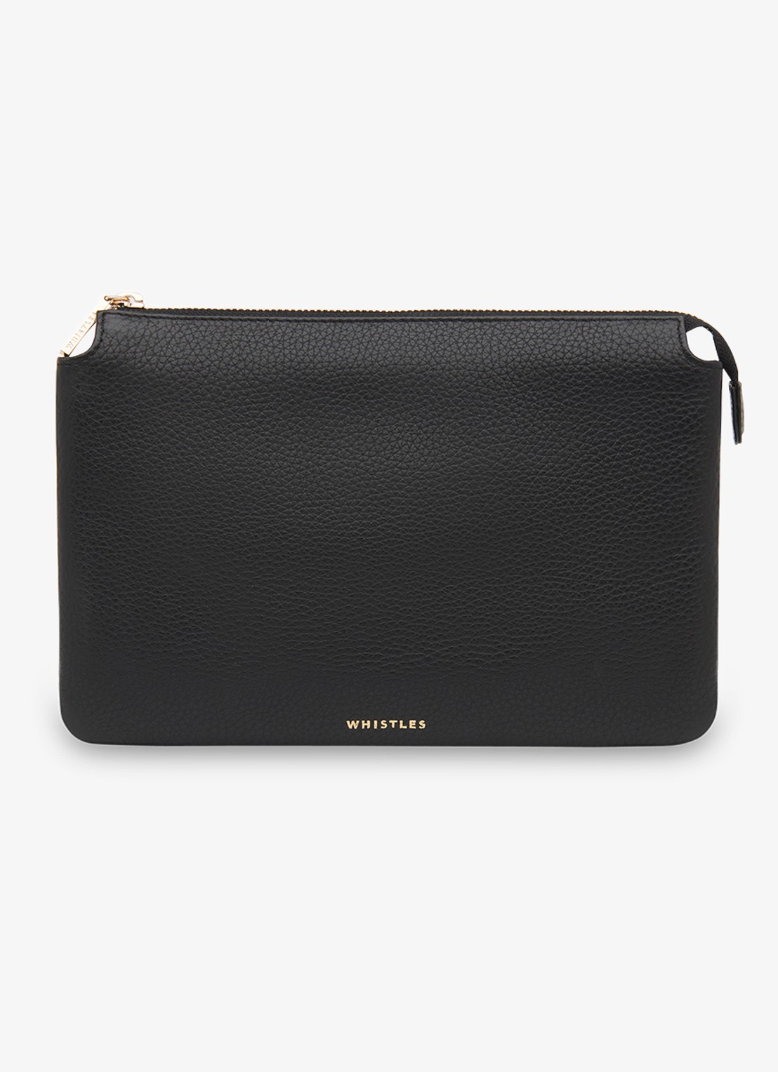 Whistles Elita clutch van leer met logo - voorkant zwart