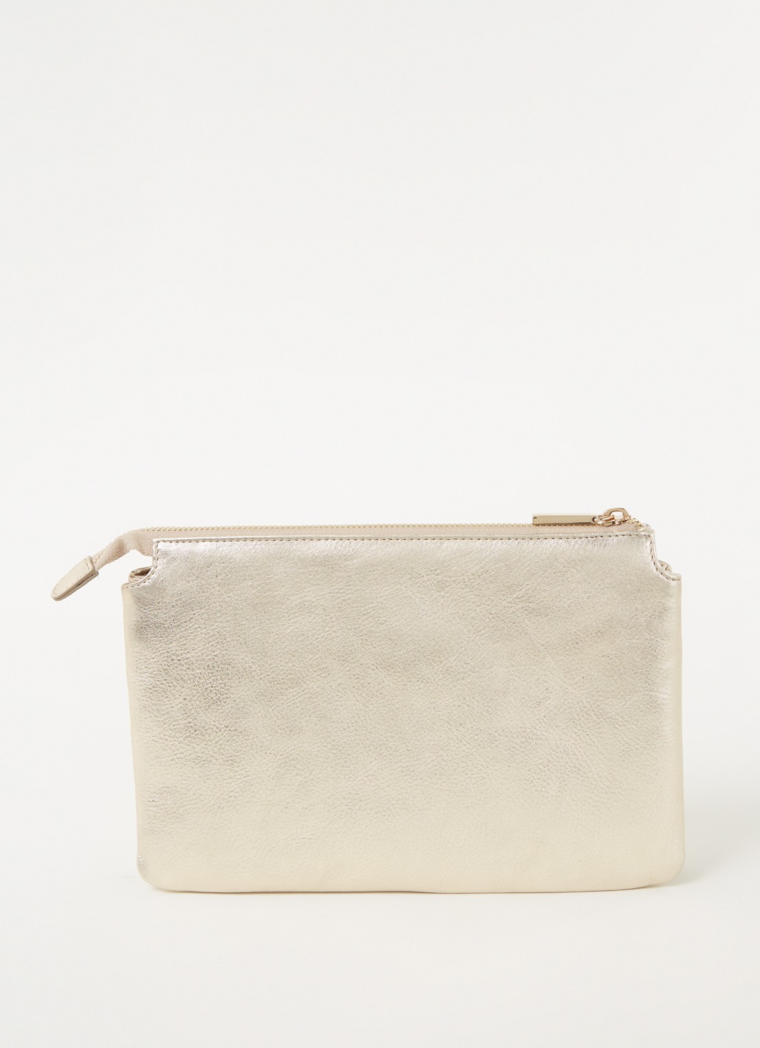Whistles Elita clutch van leer met metallic finish - achterkant 4 goud