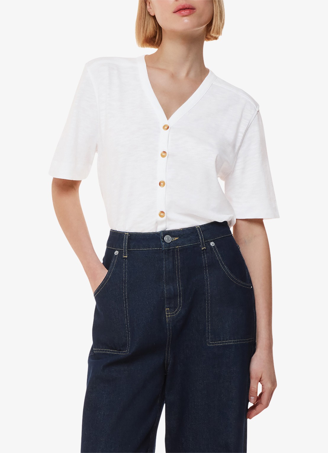 Whistles Ella blouse met gemêleerd dessin - detail 3 wit