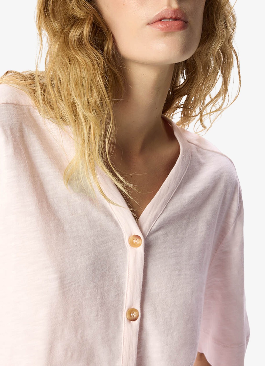 Whistles Ella top met V-hals - detail 5 lichtroze