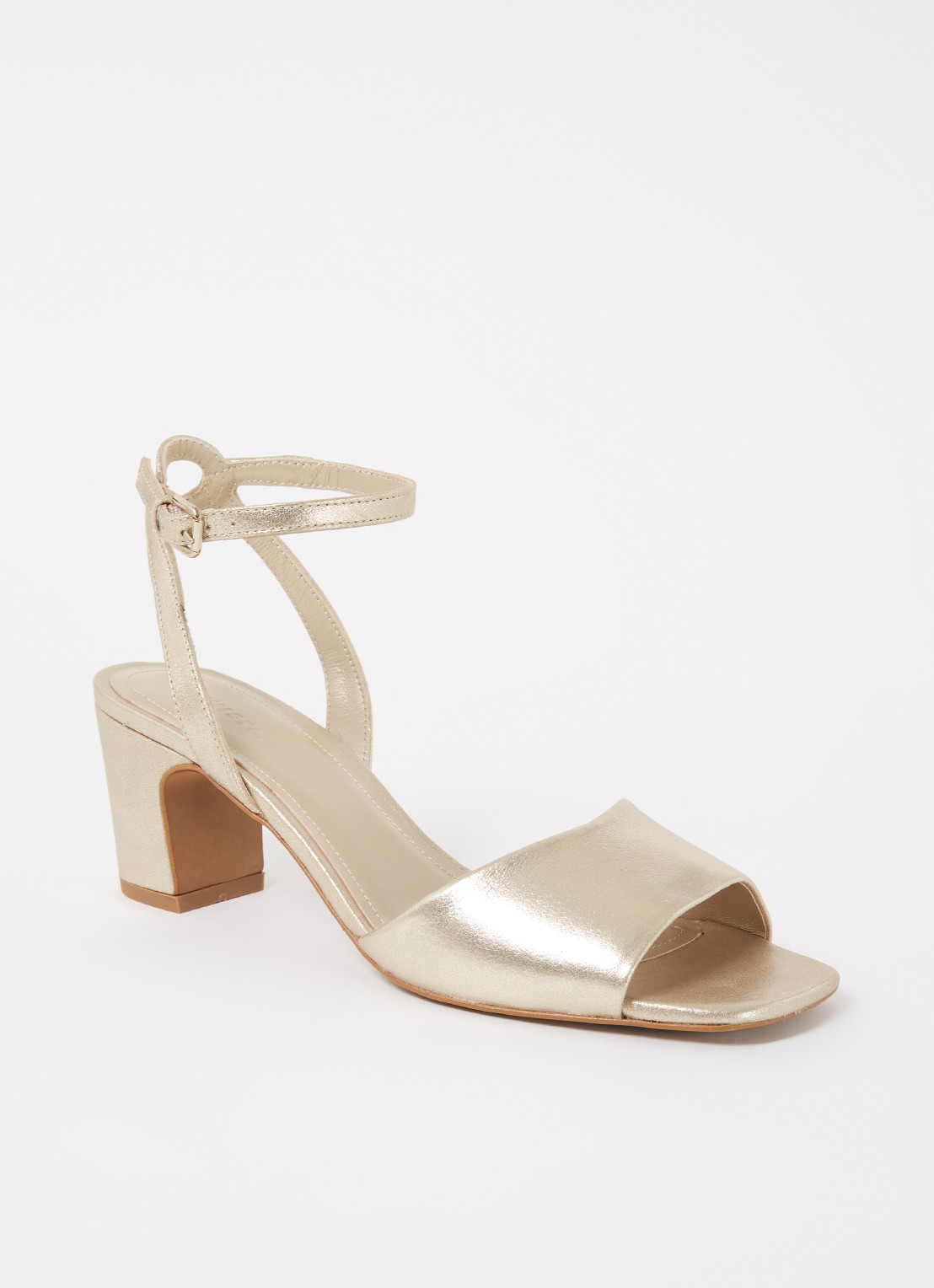 Whistles Emerson sandalette van leer met metallic finish - voorkant goud