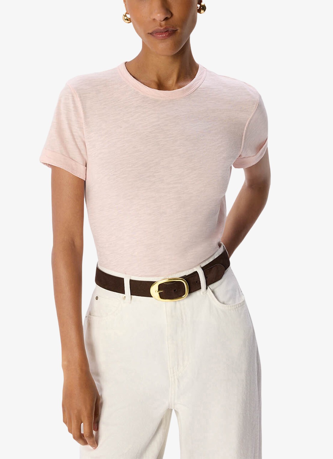 Whistles Emily Ultimate T-shirt met ronde hals - detail 2 roze