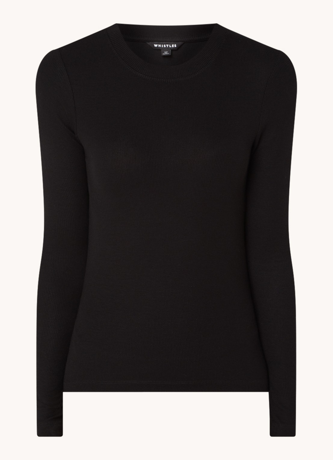 Whistles Essential ribgebreide top met stretch  - voorkant zwart