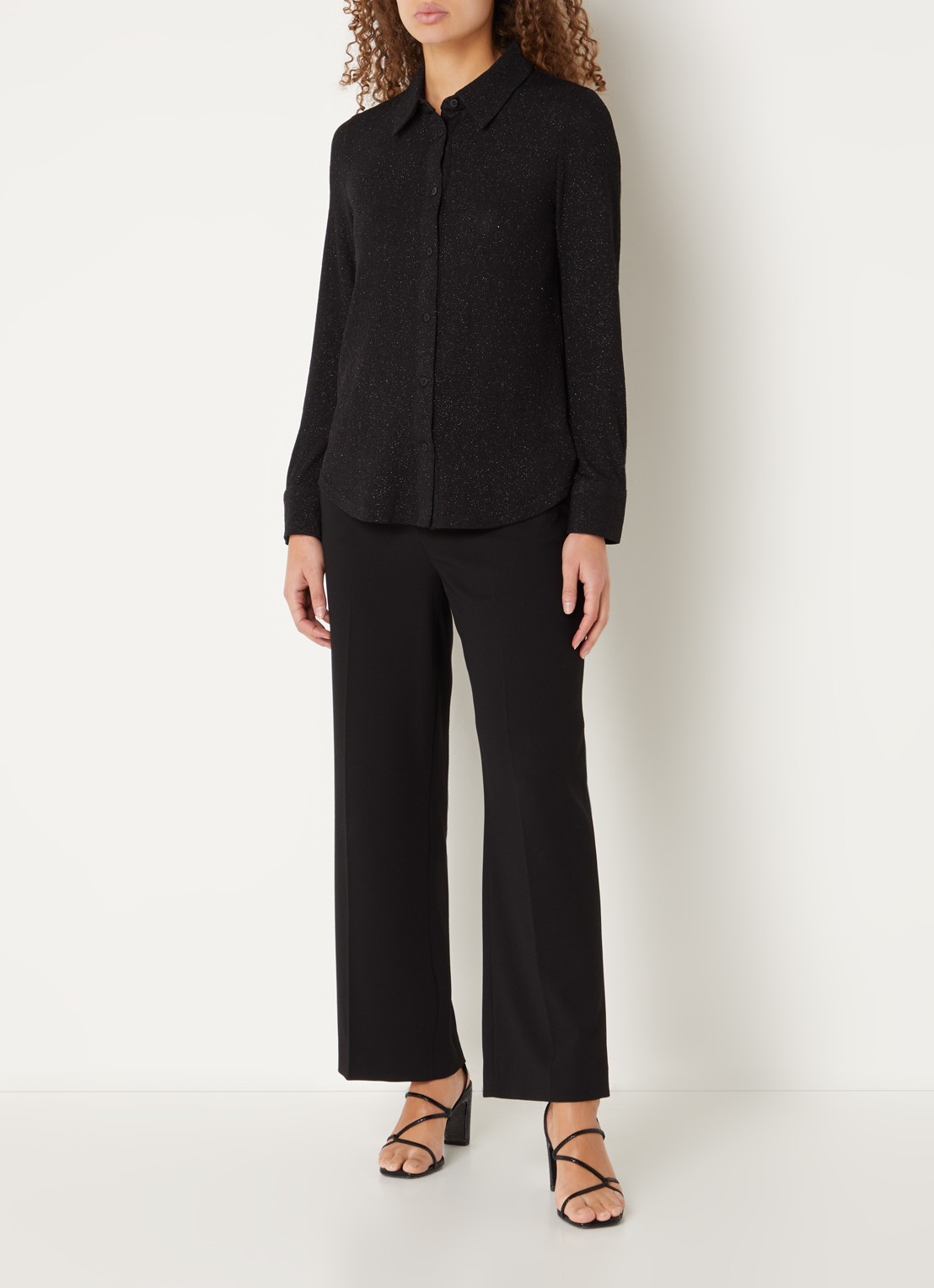 Whistles Eva blouse met lurex - voorkant 2 zwart