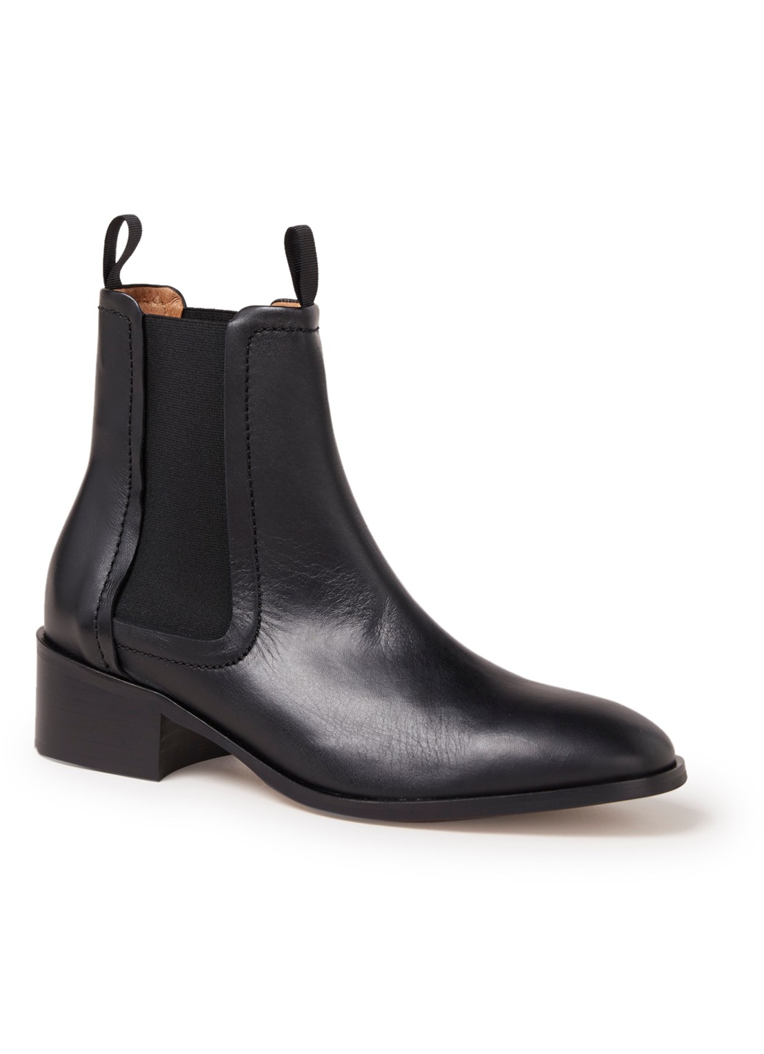 Whistles Fernbrook chelsea boot van leer - voorkant 4 zwart