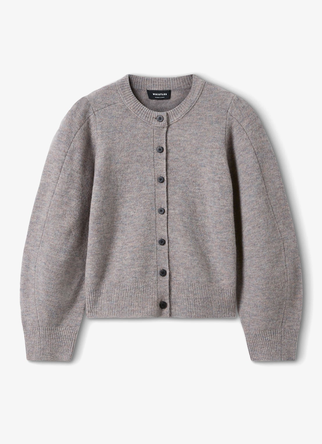 Whistles Fijngebreid vest in wolblend  - voorkant grijs