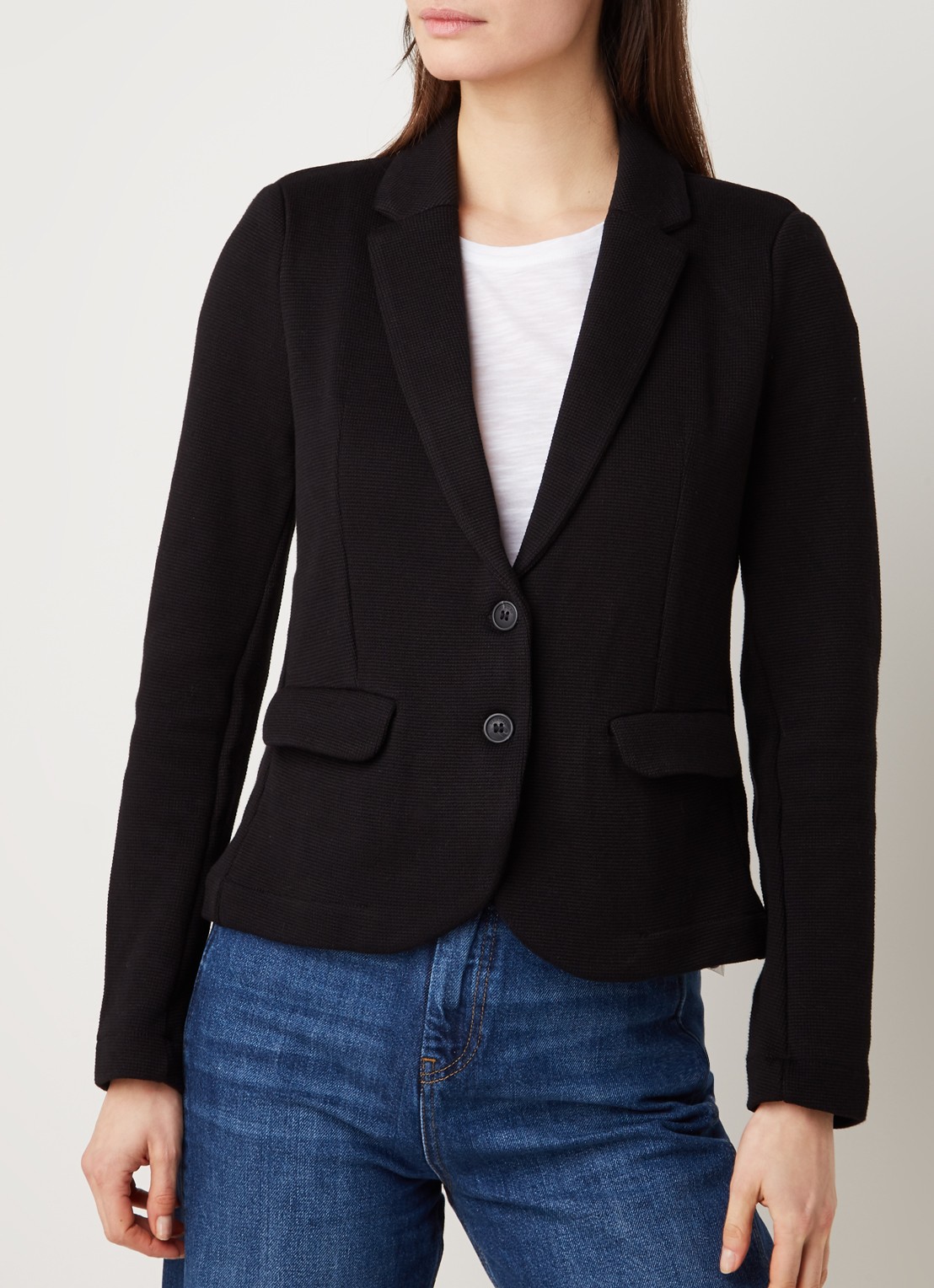 Whistles Fijngebreide blazer met klepzakken - detail 2 zwart