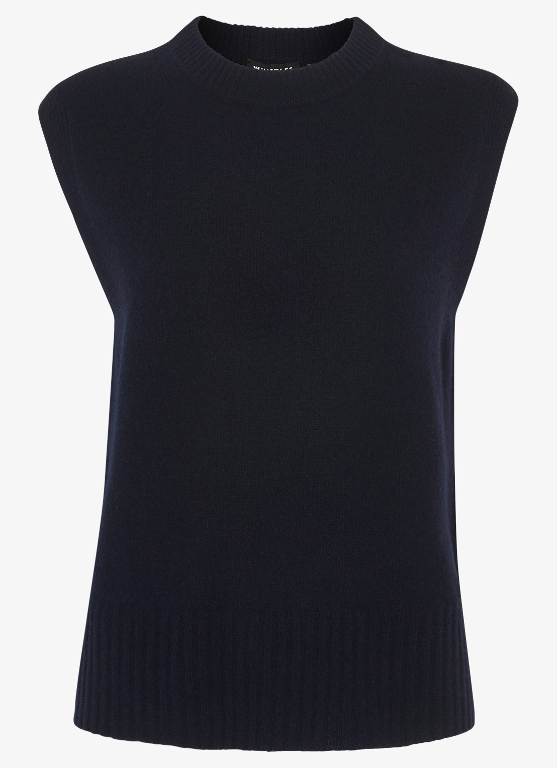 Whistles Fijngebreide spencer van wol - voorkant 2 donkerblauw