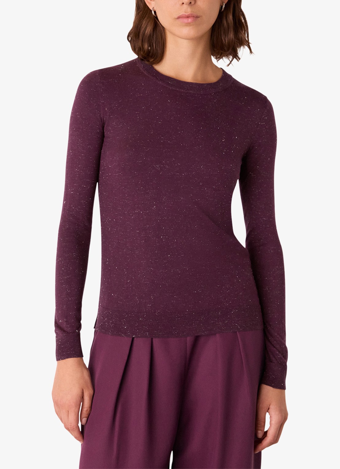 Whistles Fijngebreide top met lurex - detail bordeauxrood