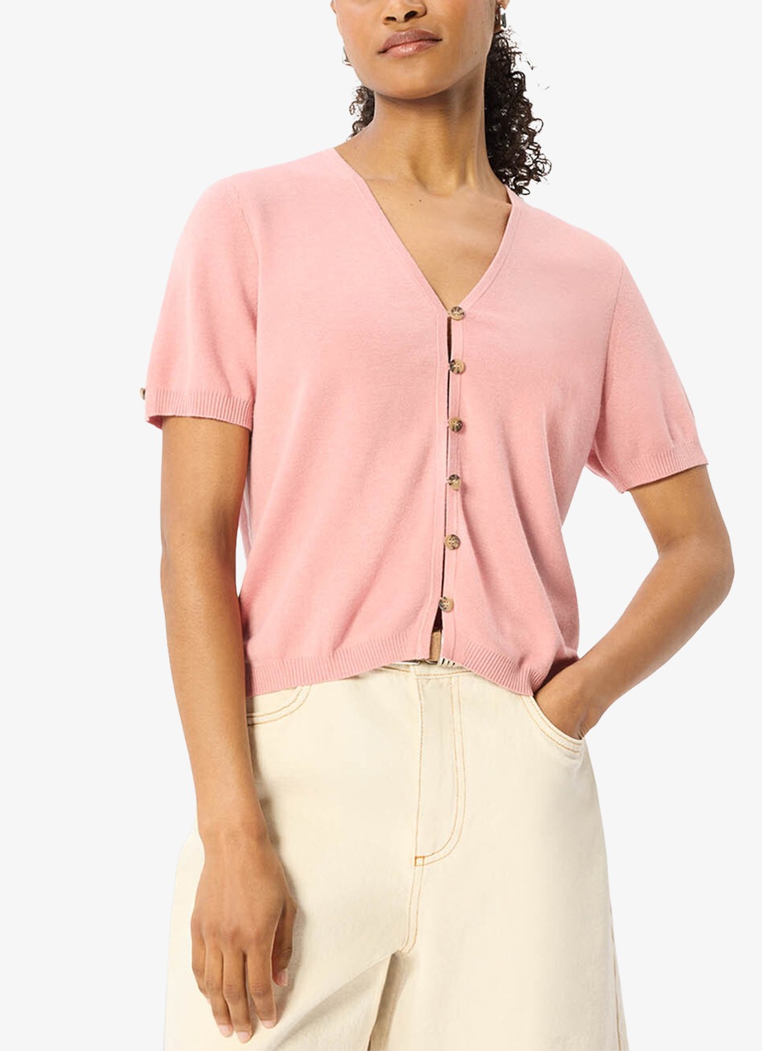 Whistles Fijngebreide top met V-hals - detail 4 roze