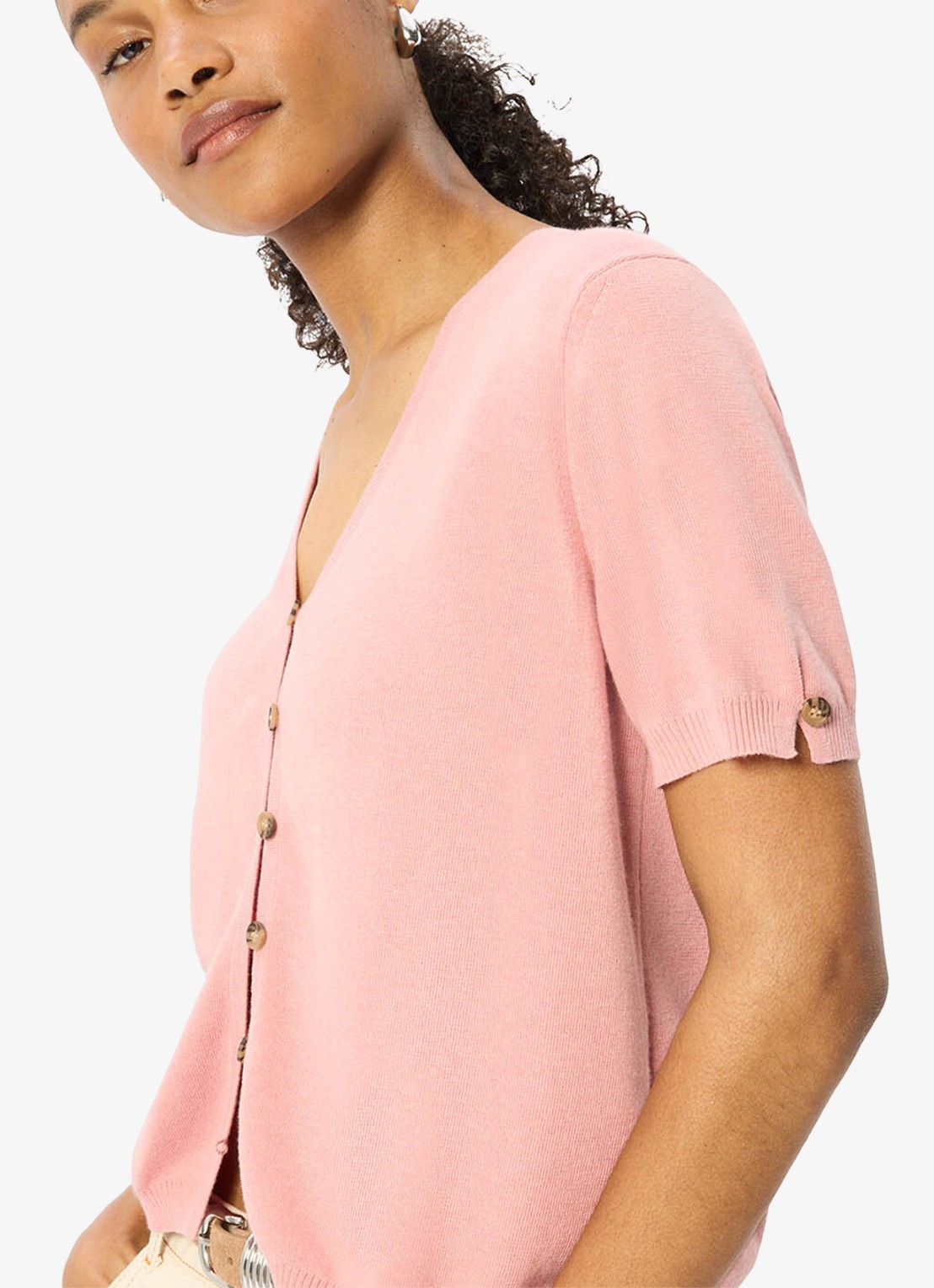 Whistles Fijngebreide top met V-hals - detail 7 roze