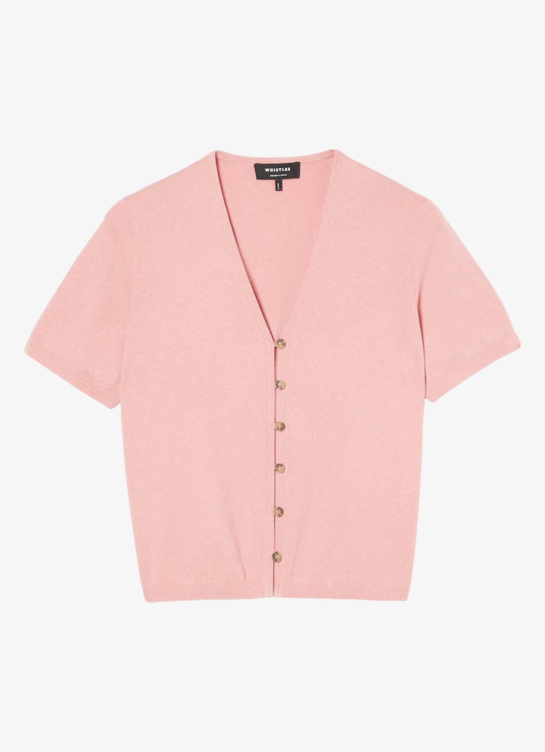 Whistles Fijngebreide top met V-hals - voorkant 2 roze