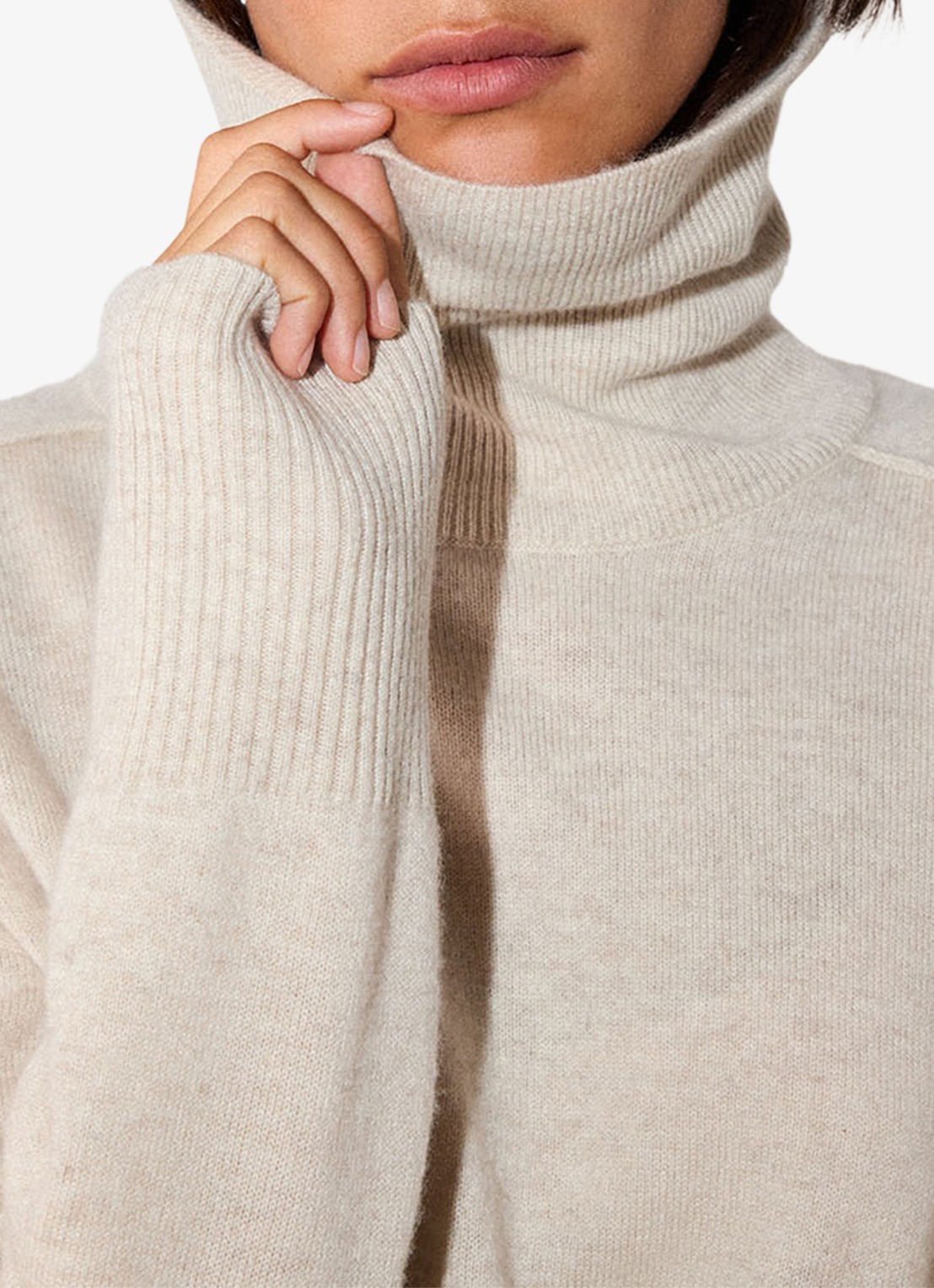 Whistles Fijngebreide trui van kasjmier met col - detail 2 beige