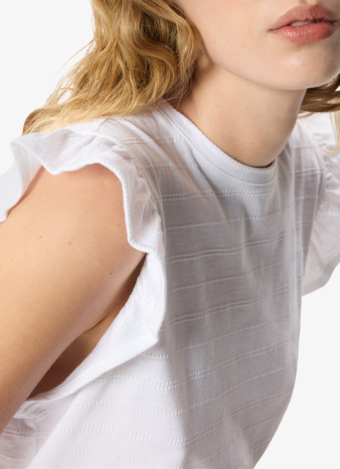Whistles Frill top met broderie  - detail 4 wit