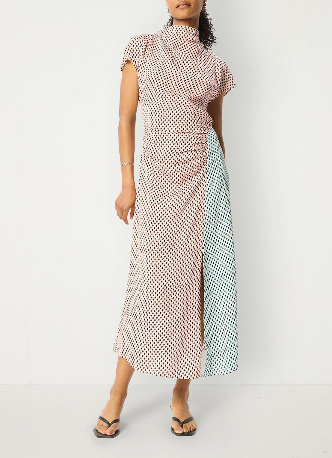Whistles Graphic Check maxi jurk met grafische print - detail 3 roze