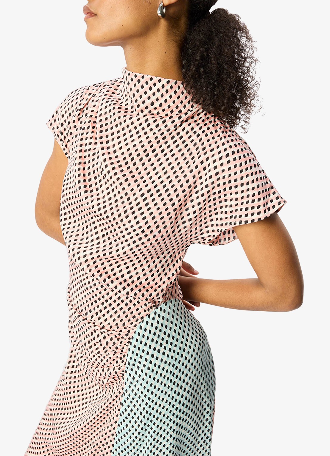 Whistles Graphic Check maxi jurk met grafische print - detail 4 roze