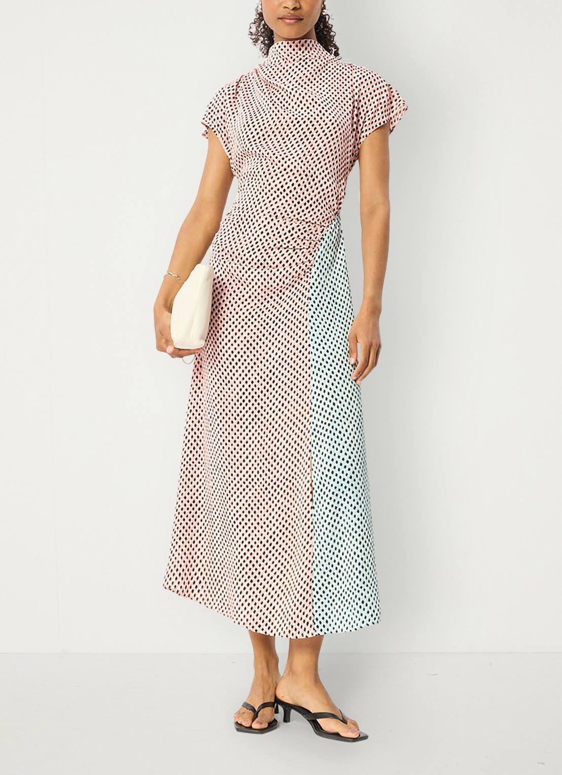 Whistles Graphic Check maxi jurk met grafische print - voorkant 2 roze