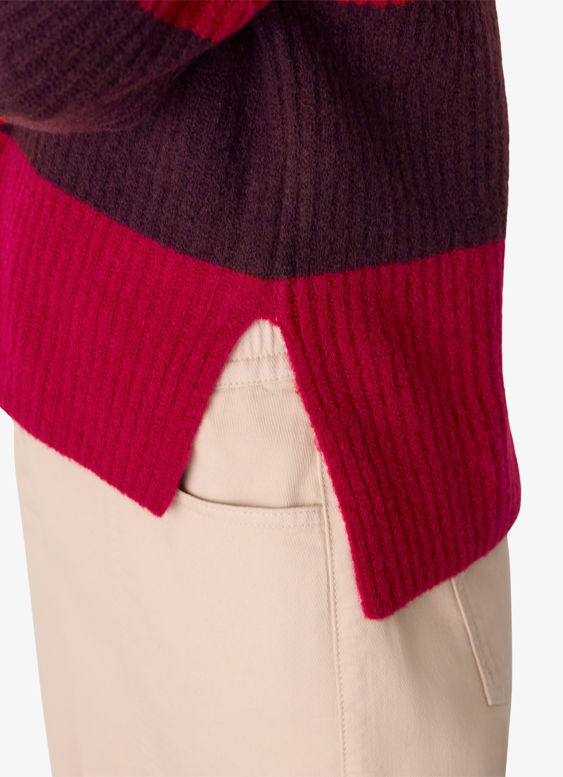Whistles Grofgebreide trui in wolblend met streepprint - detail 2 rood