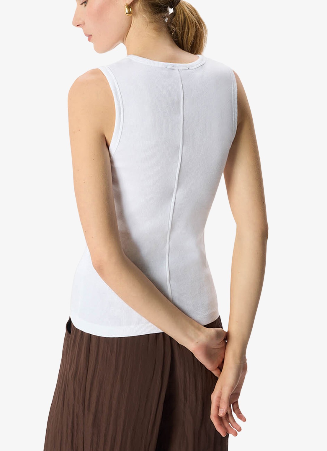 Whistles Henley mouwloze top met ribstructuur - achterkant wit